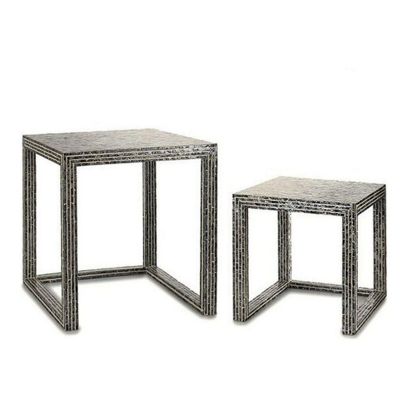 Tavolo aggiuntivo Gift Decor TLC-82020/2 BIG-S3603676 Grigio Madreperla 42,5 x 61 x 60 cm (2 Pezzi) (2 Unità)