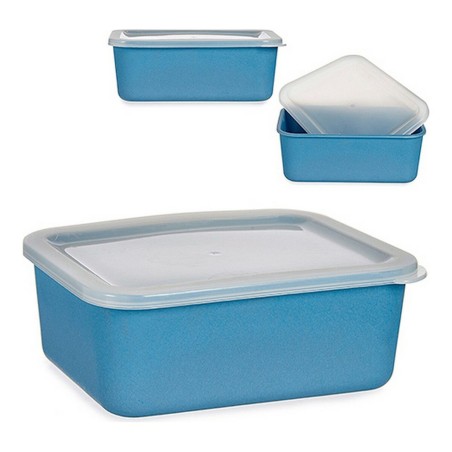 Scatola portaoggetti con coperchio 7966 7966 Blu scuro Bambù Melammina Amido di mais