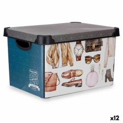 Scatola portaoggetti Kipit STYLE BOX-22L-3 Vintage Plastica Stampa Vintage 22 L Con manici (12 Unità)