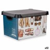Scatola portaoggetti Kipit STYLE BOX-22L-3 Vintage Plastica Stampa Vintage 22 L Con manici (12 Unità)