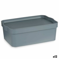 Scatola portaoggetti con coperchio Kipit TP593-2 TP593-2 Grigio Plastica 6 L (12 Unità)