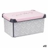 Scatola portaoggetti con coperchio Kipit STYLE BOX-10L-1 Vibes Grigio Rosa Plastica Stampa 10 L (12 Unità)