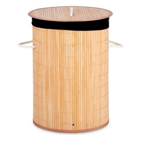 Cesto per i Panni Sporchi Kipit BA1315-436 BA1315-436 Nero Naturale Cotone Poliestere Metallo Bambù Viscosa Legno MDF 48 L 37 x 