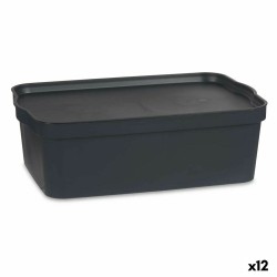 Scatola portaoggetti con coperchio Kipit TP595-1 TP595-1 Antracite Plastica 14 L (12 Unità)
