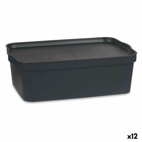 Scatola portaoggetti con coperchio Kipit TP595-1 TP595-1 Antracite Plastica 14 L (12 Unità)
