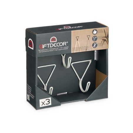 Grucce Gift Decor HA23JHJYX0006W HA23JHJYX0006W Bianco Metallo Triangolare Set 3 Pezzi (6 Unità)