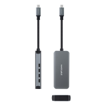 Hub USB NANOCABLE 10.16.4504 Grigio