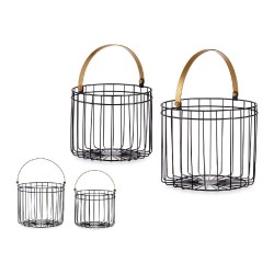 Set di Cestini Gift Decor JY19149GB JY19149GB Nero Dorato Metallo Cilindrica