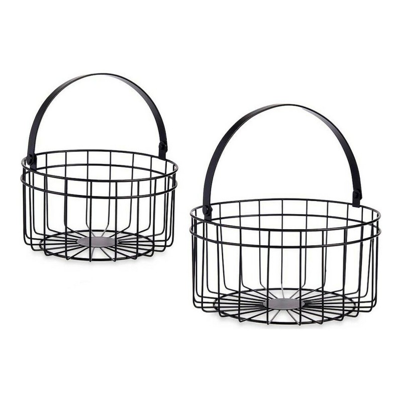 Set di Cestini Gift Decor JY19150BK JY19150BK Nero Metallo