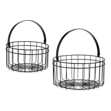 Set di Cestini Gift Decor JY19150BK JY19150BK Nero Metallo