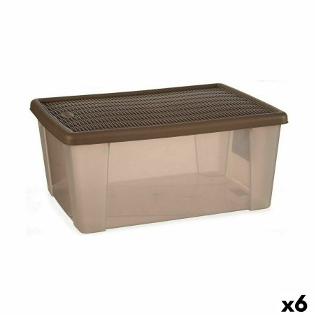 Scatola portaoggetti con coperchio Stefanplast 30854 Elegance Marrone Trasparente Marrone Chiaro Plastica (6 Unità)