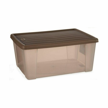 Scatola portaoggetti con coperchio Stefanplast 30854 Elegance Marrone Trasparente Marrone Chiaro Plastica (6 Unità)