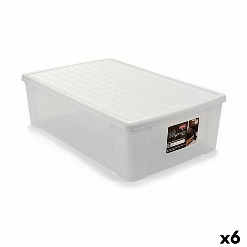Scatola portaoggetti con coperchio Stefanplast 30873 Elegance Bianco Plastica (6 Unità) Scatola portaoggetti con coperchio Stefanplast 30873 Elegance Bianco Plastica (6 Unità)