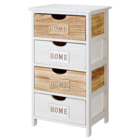 Cassettiera Gift Decor HW6650-4D Home Bianco Marrone 40 x 73,5 x 29 cm
