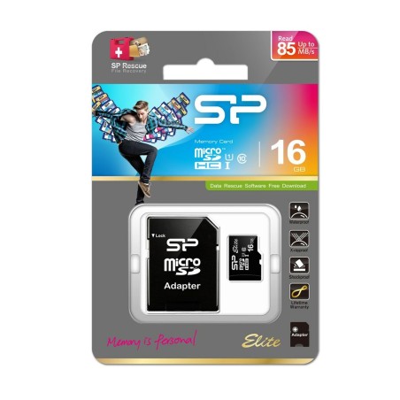 Scheda Di Memoria Micro SD con Adattatore Silicon Power Elite 16 GB