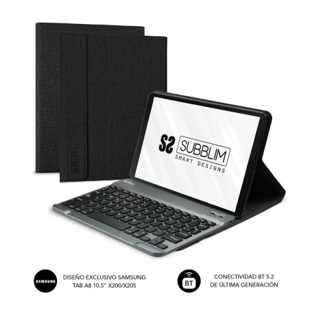 Custodia per Tablet e Tastiera Subblim Samsung Galaxy A8 Nero