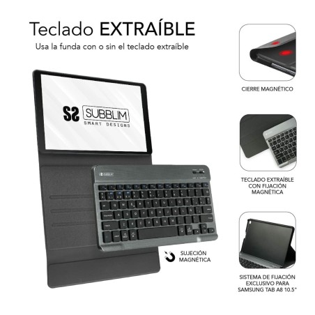 Custodia per Tablet e Tastiera Subblim Samsung Galaxy A8 Nero