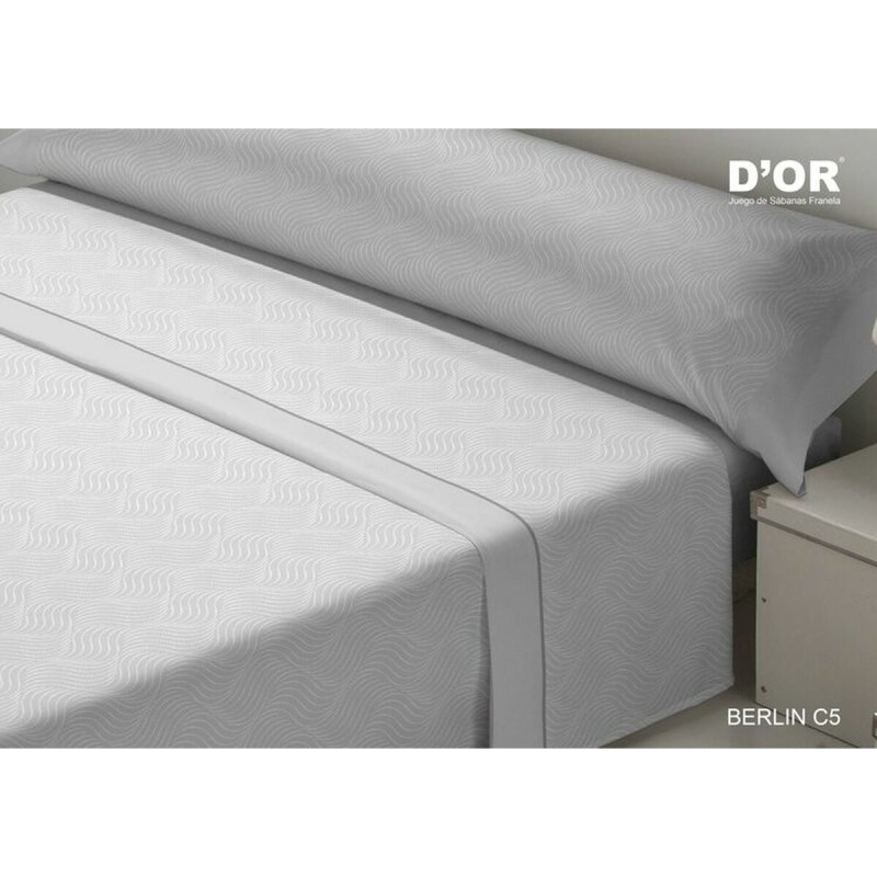 Set di Lenzuola D'Or BERLIN Grigio Singolo Franela Set di Lenzuola D'Or BERLIN Grigio Singolo Franela