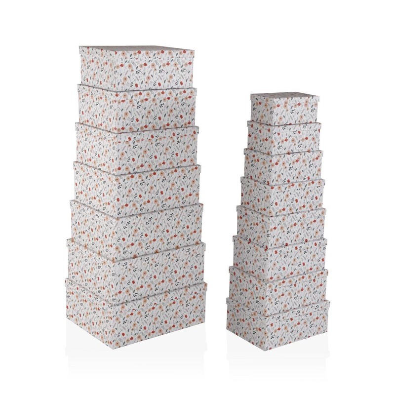 Set di Scatole per Sistemare Impilabili Versa Cartone Fiori 15 Pezzi