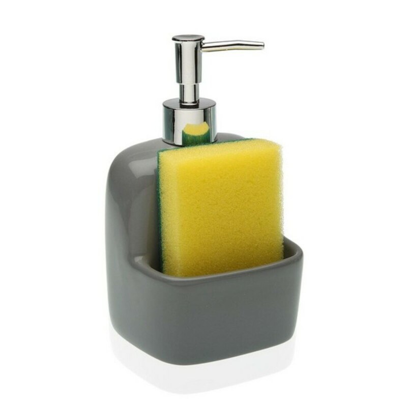 Dispenser di Sapone Versa Grigio Ceramica (9,4 x 17,8 x 10,5 cm) Dispenser di Sapone Versa Grigio Ceramica (9,4 x 17,8 x 10,5 cm)