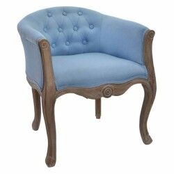 Panca DKD Home Decor Azzurro Poliestere Legno Legno d'albero della gomma 58 x 56 x 69 cm
