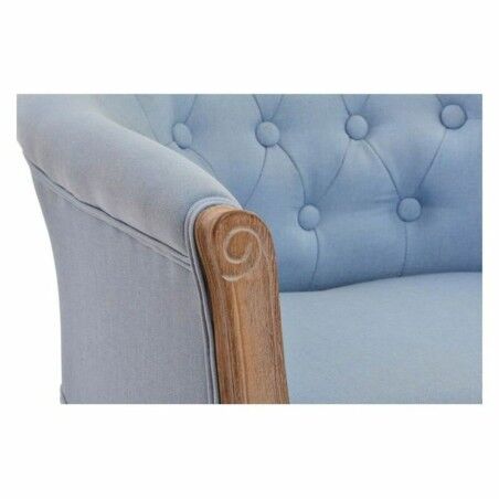 Panca DKD Home Decor Azzurro Poliestere Legno Legno d'albero della gomma 58 x 56 x 69 cm