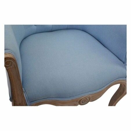 Panca DKD Home Decor Azzurro Poliestere Legno Legno d'albero della gomma 58 x 56 x 69 cm