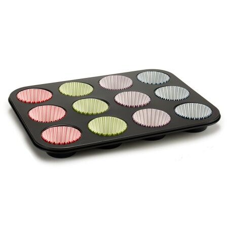 Teglia per Muffin Kinvara 55011 Multicolore 7 x 7 x 3 cm 35 x 3 x 26,5 cm Vassoio da Forno (12 Unità)