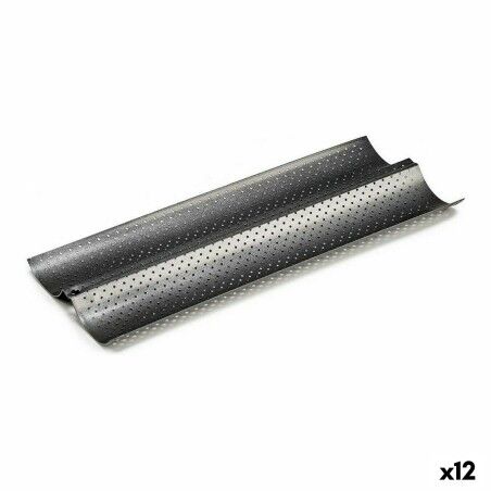 Stampo per Baguette Kinvara CK62863-21 Grigio scuro Metallo Acciaio al carbonio 16 x 2,5 x 38 cm Pane (12 Unità)