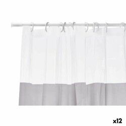 Tenda da Doccia Berilo 214 Grigio Trasparente Plastica PEVA 180 x 180 cm (12 Unità)