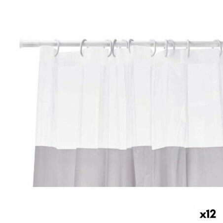 Tenda da Doccia Berilo 214 Grigio Trasparente Plastica PEVA 180 x 180 cm (12 Unità)