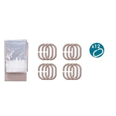 Tenda da Doccia Berilo 215 Beige Trasparente Plastica PEVA 180 x 180 cm (12 Unità)
