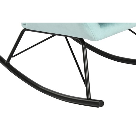 Sedia a Dondolo Home ESPRIT Nero Blu cielo Poliestere Metallo 68 x 90 x 92 cm