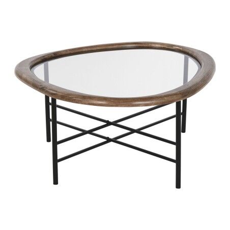 Tavolino da Caffè Home ESPRIT Marrone Nero Naturale Cristallo Legno di abete 76 x 81 x 38 cm