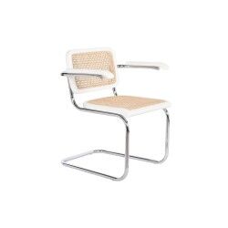 Sedia con Braccioli DKD Home Decor Bianco Argentato Naturale Rattan Legno di olmo 65,5 x 62 x 79 cm