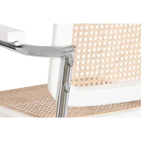 Sedia con Braccioli DKD Home Decor Bianco Argentato Naturale Rattan Legno di olmo 65,5 x 62 x 79 cm