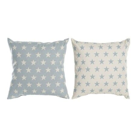 Cuscino DKD Home Decor Azzurro 60 x 10 x 60 cm Stelle Bianco (2 Unità)
