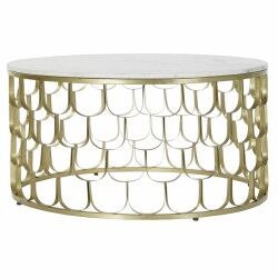 Tavolo aggiuntivo DKD Home Decor 81 x 81 x 42 cm Dorato Bianco Plastica Marmo Ferro