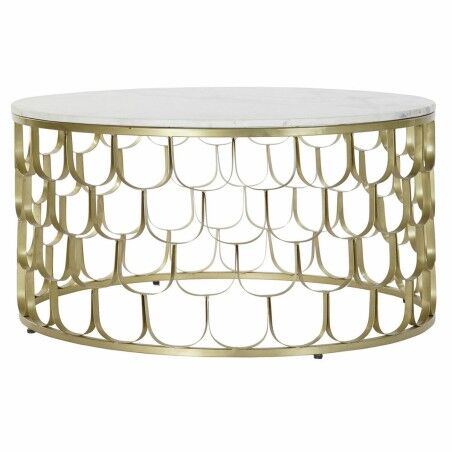 Tavolo aggiuntivo DKD Home Decor 81 x 81 x 42 cm Dorato Bianco Plastica Marmo Ferro