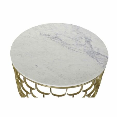 Tavolo aggiuntivo DKD Home Decor 81 x 81 x 42 cm Dorato Bianco Plastica Marmo Ferro