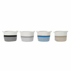 Cestino DKD Home Decor Azzurro Nero Beige Grigio 25 x 25 x 20 cm (4 Pezzi)