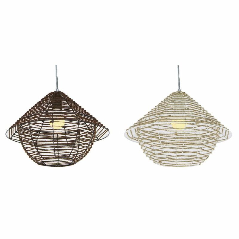 Lampadario DKD Home Decor Bianco Marrone Nero Naturale Metallo Corda Plastica 50 W 220 V Città 38 x 38 x 27 cm (2 Unità) Lampadario DKD Home Decor Bianco Marrone Nero Naturale Metallo Corda Plastica 50 W 220 V Città 38 x 38 x 27 cm (2 Unità)