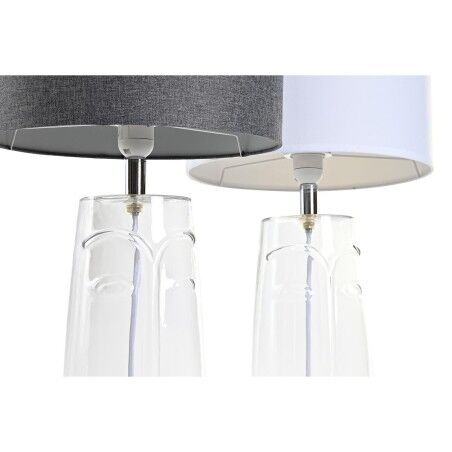 Lampada da tavolo DKD Home Decor Cristallo Trasparente Bianco Grigio chiaro 30 x 30 x 54 cm (2 Unità)