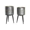 Set di Vasi DKD Home Decor Nero Grigio Metallizzato Metallo Loft 25 x 25 x 46 cm