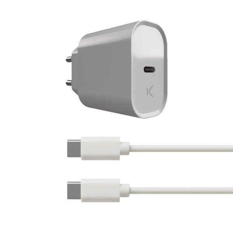 Caricabatterie da Parete + Cavo USB C KSIX Bianco 20W Caricabatterie da Parete + Cavo USB C KSIX Bianco 20W