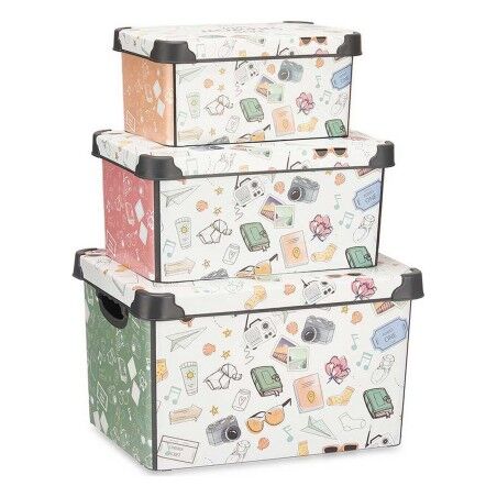 Set di Scatole per Sistemare Impilabili Kipit Memories Plastica 29 x 23,5 x 39 cm