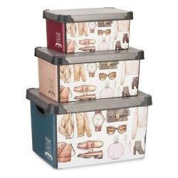 Set di Scatole per Sistemare Impilabili Kipit Vintage Plastica Vintage