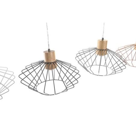 Lampadario DKD Home Decor 34 x 34 x 21 cm Argentato Nero Grigio Rosa Metallo Bianco 50 W 60 W Pino