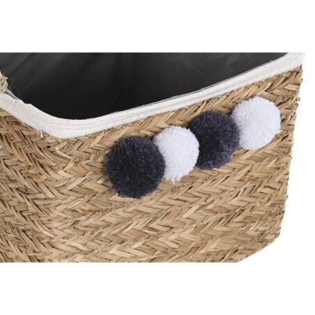 Set di Cestini DKD Home Decor Fibra naturale Pompon 33 x 33 x 25 cm