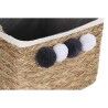 Set di Cestini DKD Home Decor Fibra naturale Pompon 33 x 33 x 25 cm